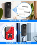 Adhesive No Drill Door Mount For 2025 Blink Video Doorbell 2nd Gen Anti Theft Bracket installed with screws and adhesive