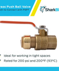 Three Quarter Inch Ball Valve With FNPT Connector Push To Connect Brass Plumbing Fitting for PEX