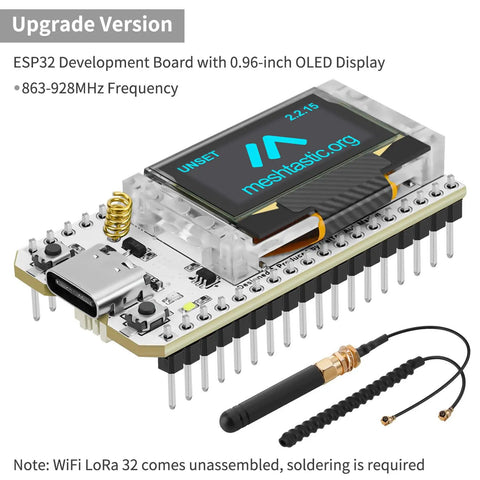 ESP32 LoRa V3 Development Board With 3000mAh Battery And 915MHz Antenna, 0.96 Inch OLED, Type C Port, WiFi Bluetooth Display