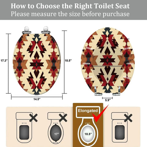 Elongated Resin Toilet Seat for Bathroom with dimensions 14.5" x 18.5" and installation guide for proper fit.