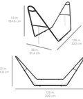 Adjustable Portable Hammock Stand For 9 To 14 Ft Hammocks, Outdoor Patio Steel Frame dimensions and structure design