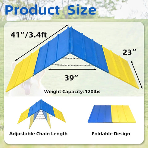 Dog Agility A Frame For Large Dogs 82 By 23 Inches Adjustable Foldable Training Ramp Product Size Diagram