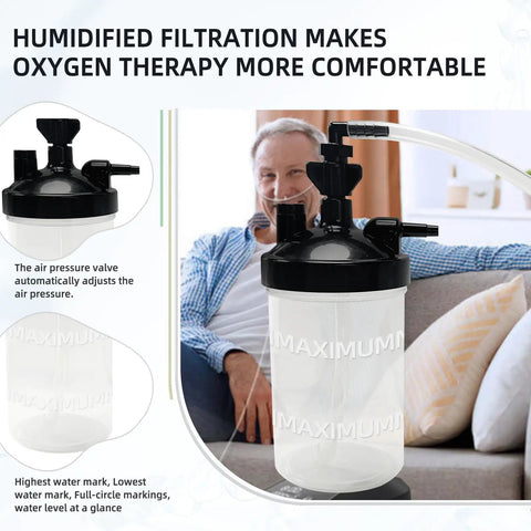 Three Pack Oxygen Humidifier Bottle With Twelve Inch Adapter Tubing Easy Install Grab And Go Lightweight Portable Safe Durable Plastic