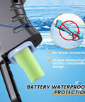 Ultimate Water Blaster Gun With Automatic Reload And Three Shooting Modes For Epic Summer Water Fights Long Range Up To 32 Feet Ideal Outdoor Yard Party Toy For Kids And Adults waterproof battery compartment