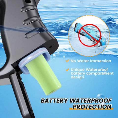 Ultimate Water Blaster Gun With Automatic Reload And Three Shooting Modes For Epic Summer Water Fights Long Range Up To 32 Feet Ideal Outdoor Yard Party Toy For Kids And Adults waterproof battery compartment