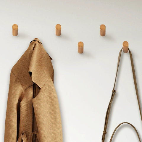 Heavy Duty Beech Wood Wall Hooks For Coats And Hats, Rustic Wall Mount Coat Rack Hangers For Bags, Towels And Purses, Durable Solid Wood Wall Hooks With Included Anchors