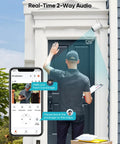 Battery Powered Outdoor Security Camera With Spotlight 1080p HD Color Night Vision Wireless 2 4G WiFi Motion Detection IP65 Weatherproof Dope Home Surveillance System monitoring front door delivery.