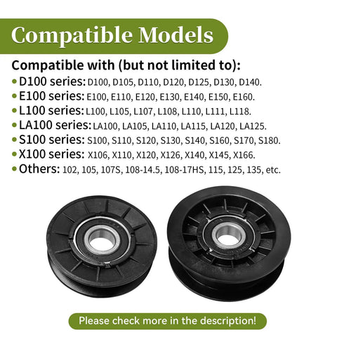 Beefed Up Replacement V Idler Pulley And Flat Pulley Kit For Lawn Mower Replaces OEM Part Numbers And Fits D140 D130 D100 LA175 LA140 LA135