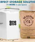 Two Pack Extra Large 9.5L Food Storage Canisters With Airtight Lids For Flour Sugar Rice Cereal Pasta BPA Free Leakproof Bulk Containers For Kitchen Pantry Organization shown with flour bag