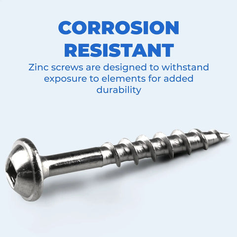 Zinc Pocket Hole Screws One And A Quarter Inch Coarse Thread Maxi-Loc Flat Head For Woodworking Cabinetry And Furniture Built To Last Indoor