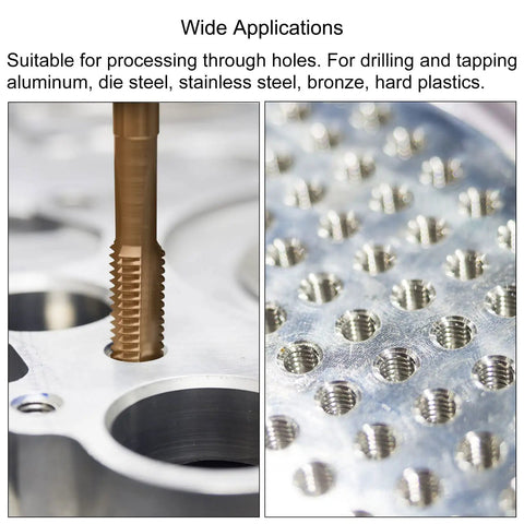 M10 By 1.5 Spiral Point Thread Tap And 8.5mm Twist Drill Bit Set for metalworking in use on aluminum surface.