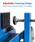 Workhorse Heavy Duty Manganese Steel Sheet Hand Truck With Adjustable Clamps Anti Slip Pads And Solid Wheels 1100 LB Capacity Per Unit Connectable For Long Panels adjustable fastening clamp and wheel detail