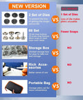 Comparison of new version Heavy Duty Snap Fasteners Kit with 2 sets of dies, 60 sets, storage box, accessories, portable bag
