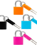 4 Pack Multicolor Keyed Padlocks For Suitcases And Luggage With Two Distinct Keys in rose, orange, light blue, and black colors