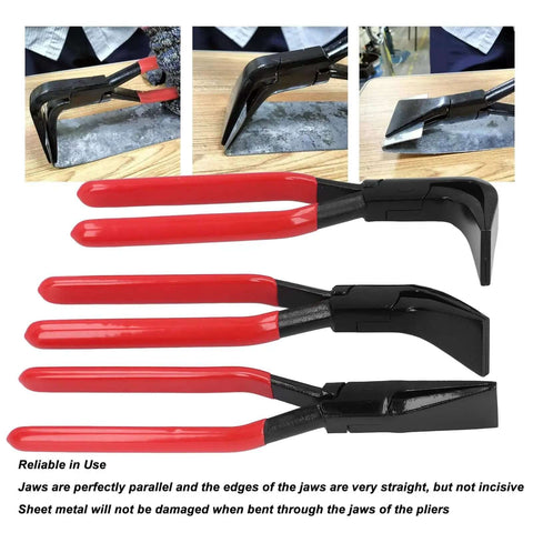 3 Piece Sheet Metal Bending Pliers Set With Straight 45 Degree And 90 Degree Jaws For Bending Edges In Vehicles HVAC Roofs Windows And Doors Heavy Duty Pro Grade Hand Seamers For Auto Body Fabrication 40mm Jaw Width