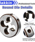 M14x1.5 Metric Tap And Die Set With 38mm Round Die Stock Handle Wrench Pro Grade High Speed Steel Close-up View