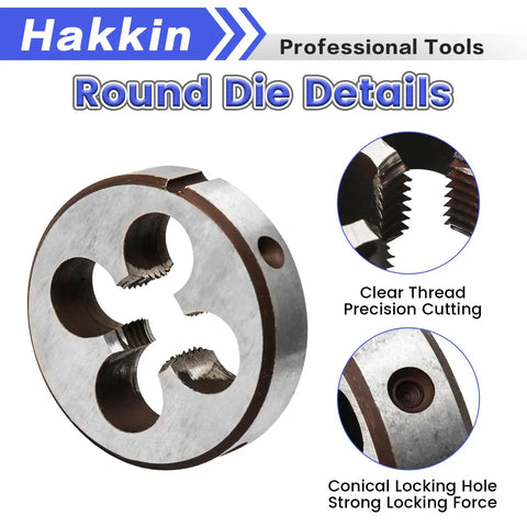 M14x1.5 Metric Tap And Die Set With 38mm Round Die Stock Handle Wrench Pro Grade High Speed Steel Close-up View