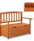 Outdoor Storage Bench With Seating For Two Weatherproof Cedar Wood Deck Box Loveseat 2 Person Patio Bench With Storage Waterproof Slats