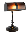 Bankers Lamp With Amber Mica Shade Mission Style Table Or Desk Light Led Bulb Included Cozy Vintage Glow For Home Office Living Room Dark Brown Finish