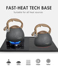 2.7 Quart Tea Kettle With Natural Stone Finish And Wood Pattern Handle, Loud Whistle, Food Grade Stainless Steel Teapot, Anti Rust And Anti Hot Handle, Works On All Heat Sources For Everyday Brewing on stove