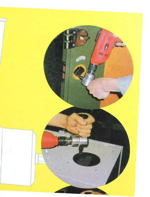 Dual Head Nibbler Cutter Drill Attachment Set for Metal Sheets 2 Pack Cuts 7.4mm Slots and Drills 27mm Holes demo use