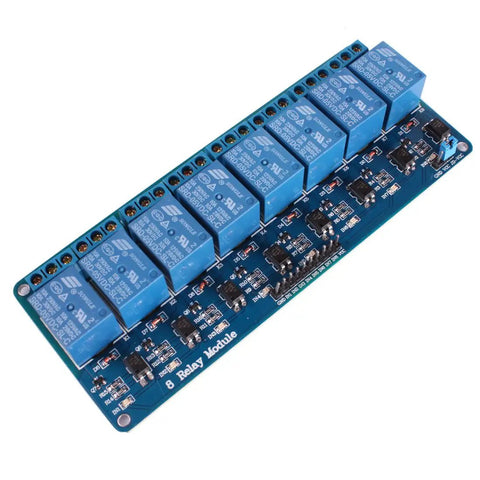 8 Channel 5V Relay Module For Arduino And Raspberry Pi With Low Power Draw, High Current 10A Rating, Easy Plug And Play Interface For Home Automation And Projects, Broad Microcontroller Compatibility, blue 8-relay board