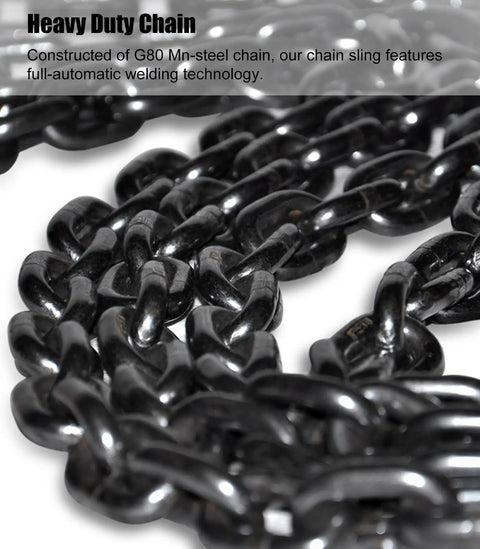 Rock Solid G80 Mn Steel Four Leg Lift Chain With Grab Hooks And Lifting Rings, Heavy Duty Pro Workhorse Sling Built To Handle The Daily Grind On Forklift Hoists And Cranes