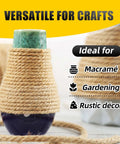 Natural Jute Twine Rope 8mm By 50ft Heavy Duty Roll crafted into a vase cover, suitable for macramé, gardening, rustic décor.