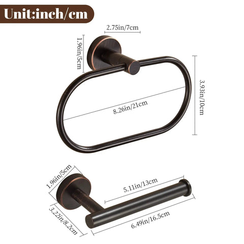Oil Rubbed Bronze Toilet Paper Holder And Hand Towel Ring Set Farmhouse Wall Mounted Bathroom Hardware SUS304 Stainless Steel