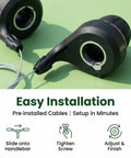 21 Speed Twist Shifter Set With Left And Right Revoshift Grips For Mountain And Hybrid Bikes 3x7 Gear System Includes Left 3-Speed And Right 7-Speed Shifters Easy Install Durable Grip Shifter With Grips, showing easy installation with pre-installed cables on green background