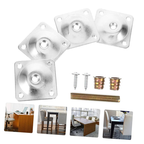 Heavy Duty Metal Mount Plates For Sweet Zero Hassle Table Leg Swaps 20 Piece Furniture Connector Kit with screws and anchors.