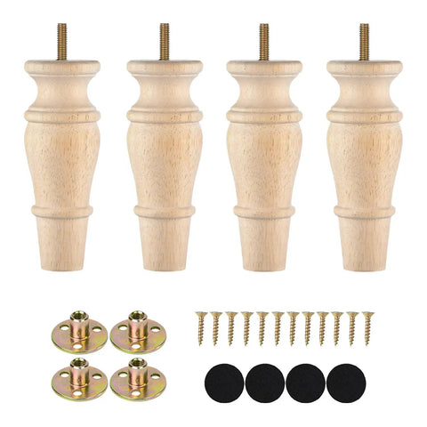 Super Heavy Duty Wooden Furniture Legs Set Of 4 Unfinished Replacement Parts Smooth Sanded Hardwood for Couch Sofa Chair Cabinet