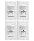 In Wall PIR Motion Sensor Light Switch 4 Pack With Neutral Wire Required Single Pole Auto On Auto Off Occupancy Sensor 500W 4A On Off Override White Wall Plate Included