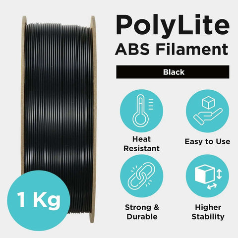 Durable 1.75mm ABS 3D Printer Filament In Black 1kg Heat Resistant For Functional Parts Built To Last With Tight Dimensional Accuracy