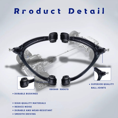Beefed Up Front Upper Left And Right Control Arm Kit With Ball Joints Replacement For Chevy Silverado 1500, image showing parts details