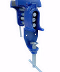 Handy 3 Inch Woodworking Vise Clamp For Home Shop Portable Table Vise in blue finish, showing front view with clamp on steel slide rail.