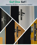 Door Latch Mortise Template Kit With Non Marking Clamp And Precision Depth Gauge Router Jig For 1-3/8 And 1-3/4 Inch Doors on multiple door types.