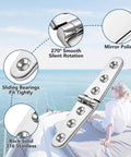 Diagram of Heavy Duty Flat Strap Hinge Symmetrical Marine Grade 316 Stainless Steel for boat hatches, showing features like mirror polish.
