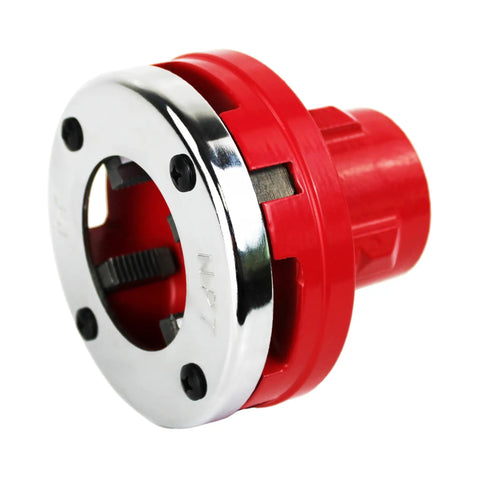 Pipe Threading Tool Ratchet Die Set 1-1/2 Inch Replacement For Pro Grade Pipe Threaders Heavy Duty Ratcheting Kit, red hinge head view