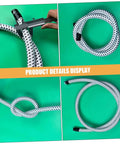Heavy Duty High Temperature Steam Hose For Garment Steamers And Irons, flexible PVC nylon replacement tube displayed in measurements and coils.