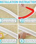 Collapsible 67 Inch Shower Threshold Water Dam Barrier for Wet Dry Separation installation steps with adhesive strip