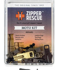 Universal Zipper Repair Kit For Heavy Jackets Boots And Leather Bags With Eight Metal Sliders, Eight End Stops, And Six Top Stops, Your Ultimate Zipper Fix For Riding Gear Made In America Since 1993 packaging.