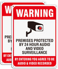 Two Pack Heavy Duty Aluminum Security Warning Signs For Your Property Hella Bright Reflective Red And White Surveillance Notice.