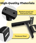 No Sweat Install Heavy Duty Headboard Brackets For Metal Bed Frame With Universal Adjustable Design And Rock Solid Footboard Extension Kit In Matte Black showing thickened steel and moisture-proof paint.