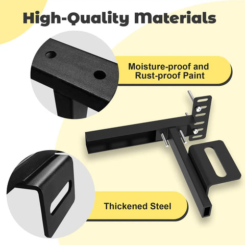 No Sweat Install Heavy Duty Headboard Brackets For Metal Bed Frame With Universal Adjustable Design And Rock Solid Footboard Extension Kit In Matte Black showing thickened steel and moisture-proof paint.