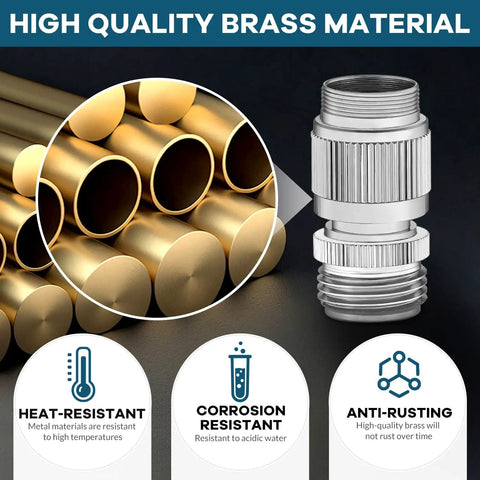 High quality brass tubes and Brass Faucet Quick Connector Hose Adapter For Kitchen Bathroom And Shower Hose Link Garden Hose Portable Washer And Pet Bathing No Fuss Durable Chrome Finish Built For Easy Quick Fit And Leak Free Connections showing heat, corrosion, and rust resistance.