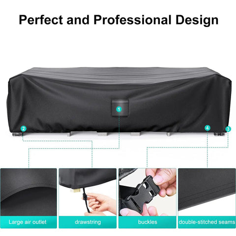 Heavy Duty Waterproof Patio Furniture Covers For Outdoor Sectional Sofa Sets And Table And Chair Sets Fits Up To 6-8 Chairs 108 In L By 82 In W By 28 In H All Weather Protection Year Round