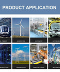 Industrial applications of M12 A Code 4 Pin Female To Female Connector Cable in automation, aviation gear, and manufacturing sectors.