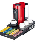 Modern Black Metal Vertuo Pod Storage Drawer For Coffee Machines Space Saving Capsule Organizer That Holds 50 Vertuo Pods