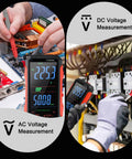 Pro Grade Digital Multimeter With Color Backlit Display and USB C Rechargeable Battery measuring voltage in circuits